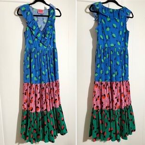 Kate Spade Colorblock Apple Ruffle Tiered Dress